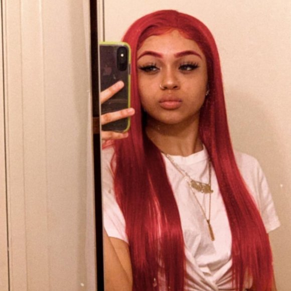 Red Straight Synthetic Hair Lace Front Wig 24\